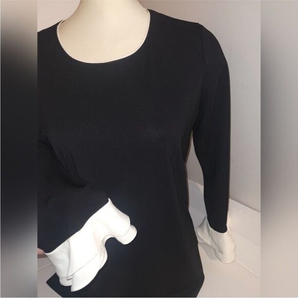 New Karl Lagerfeld Paris Black Blouse with White Accents size Small - Picture 5 of 6